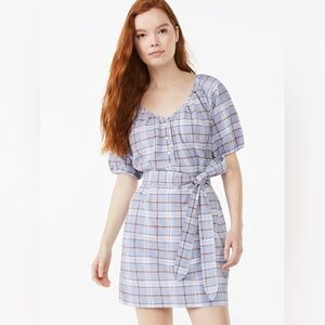Free Assembly Dress in Blue and White Plaid